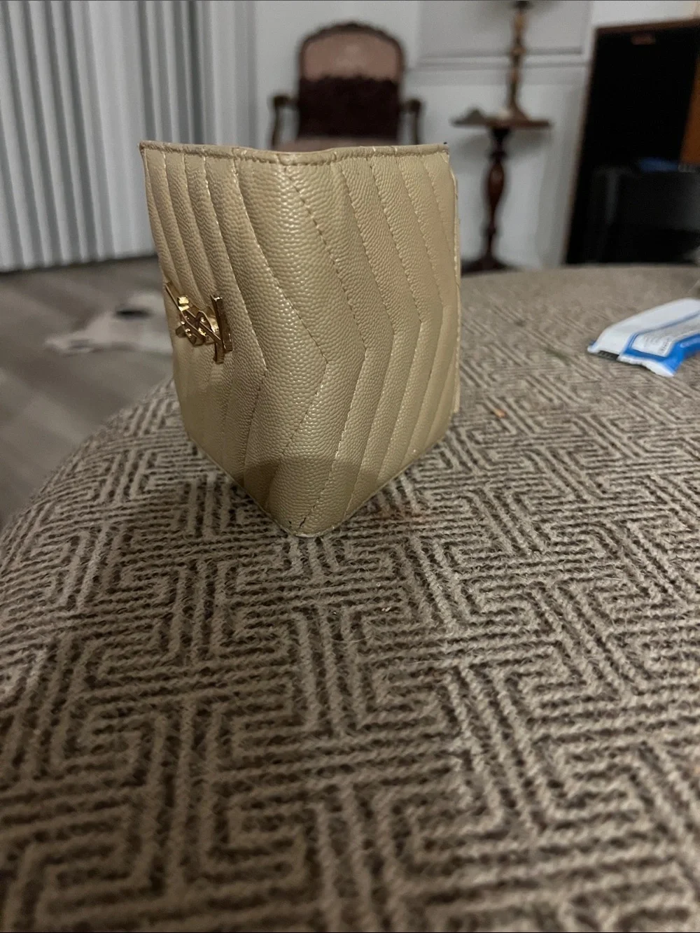 Saint Laurent Small Chevron Wallet in Metallic Gold Tone - Picture 11 of 11